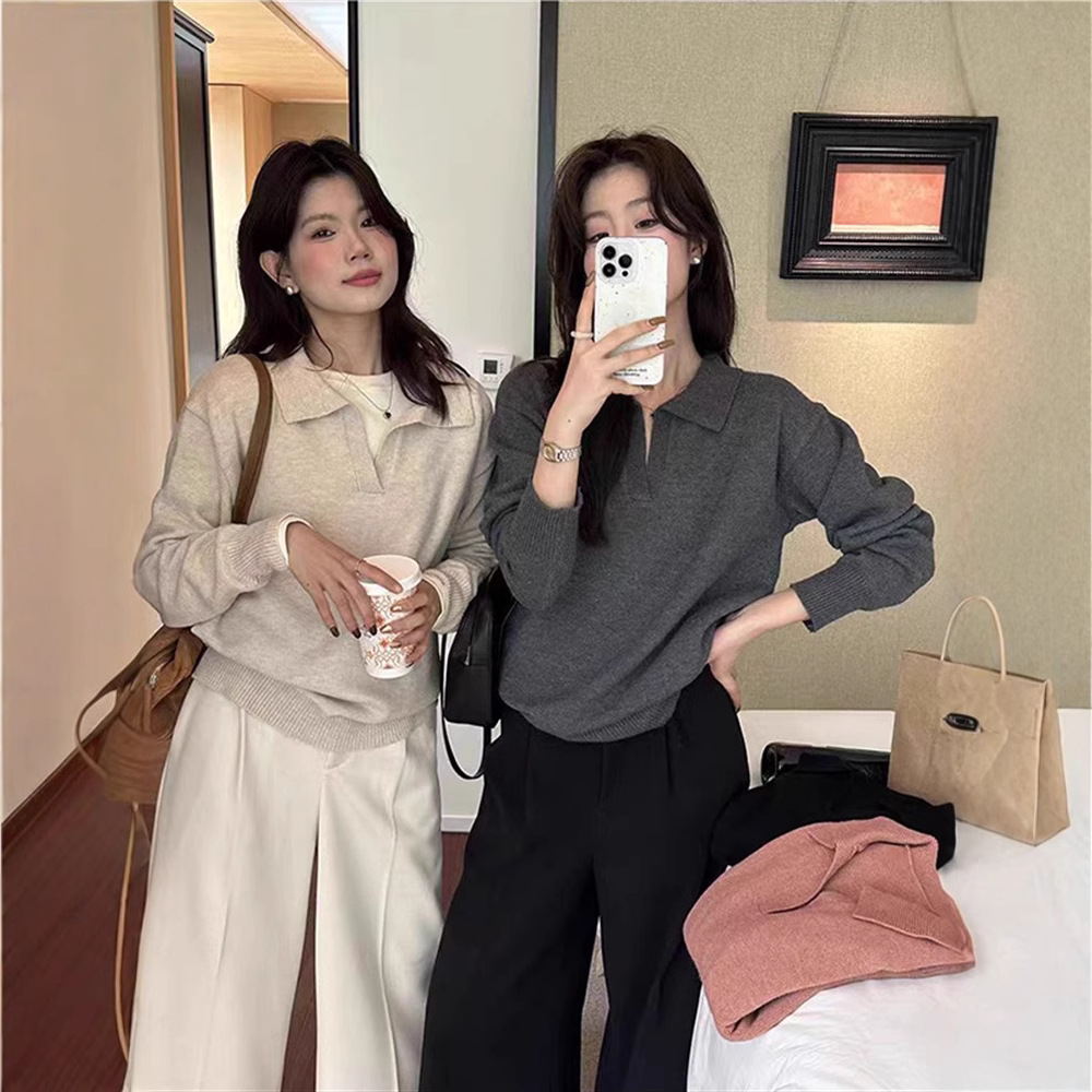 Vintage Fashion Hong Kong - 여성용 칼라 스웨터 가을/겨울 2025 빈티지