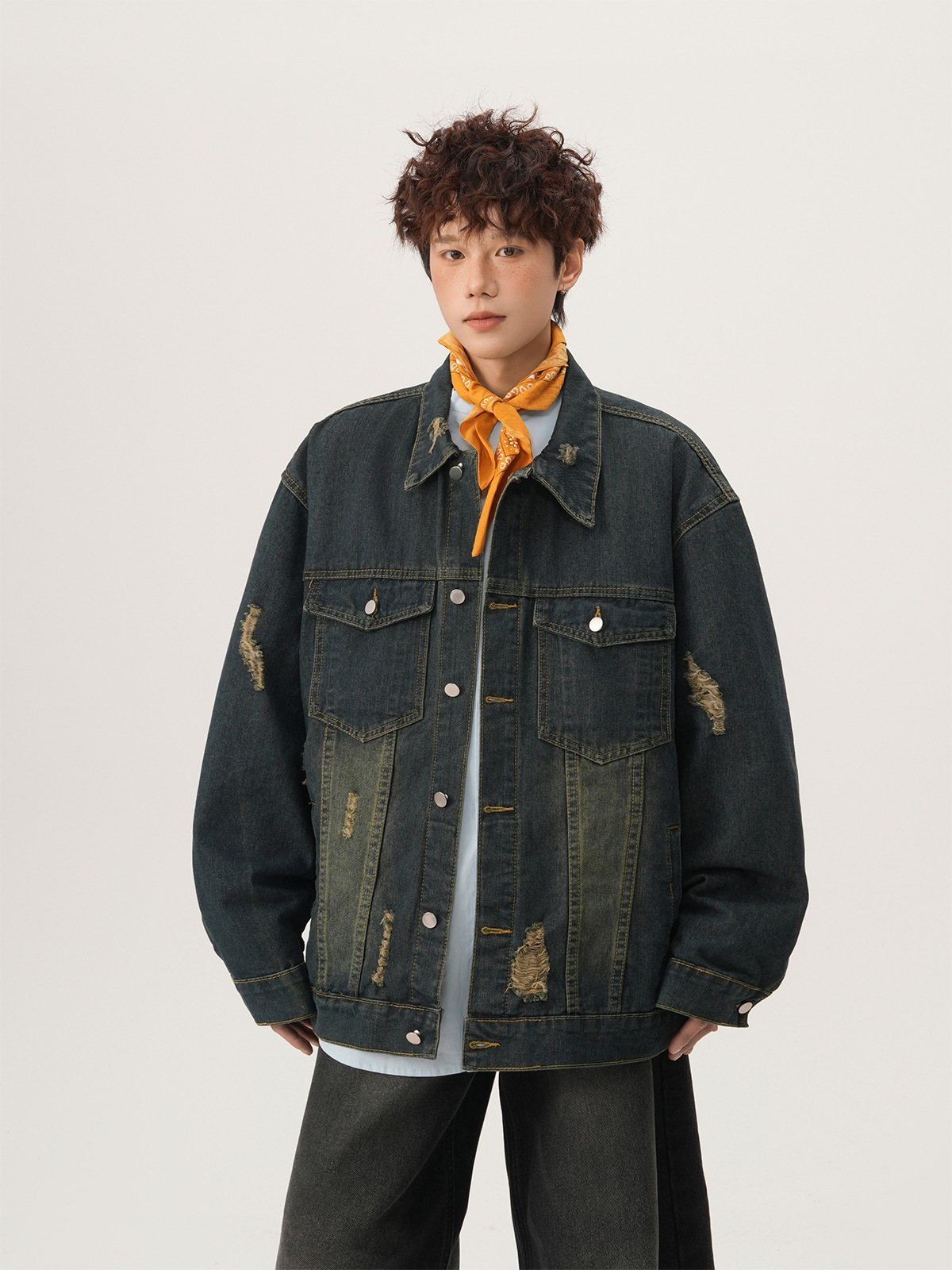 아메리칸 하이 스트리트 립드 데님 재킷 가을 캐주얼 패 - Vintage Fashion Jacket 리뷰 및 가격