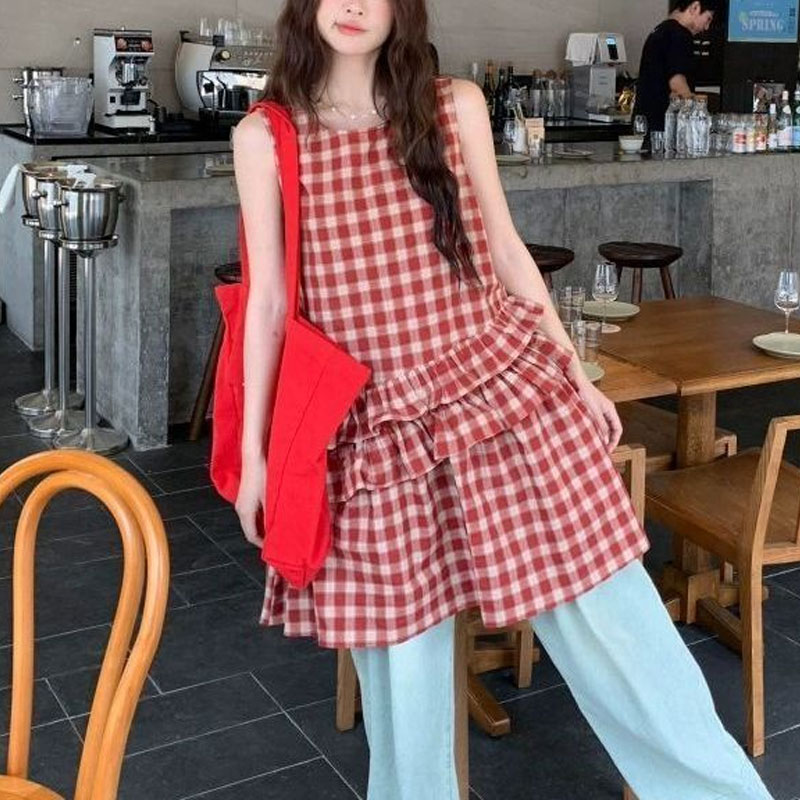 유행 프릴 패치 워크 드레스 여름 빈티지 격자 무늬 여 - Vintage Fashion Hong Kong 리뷰 및 가격