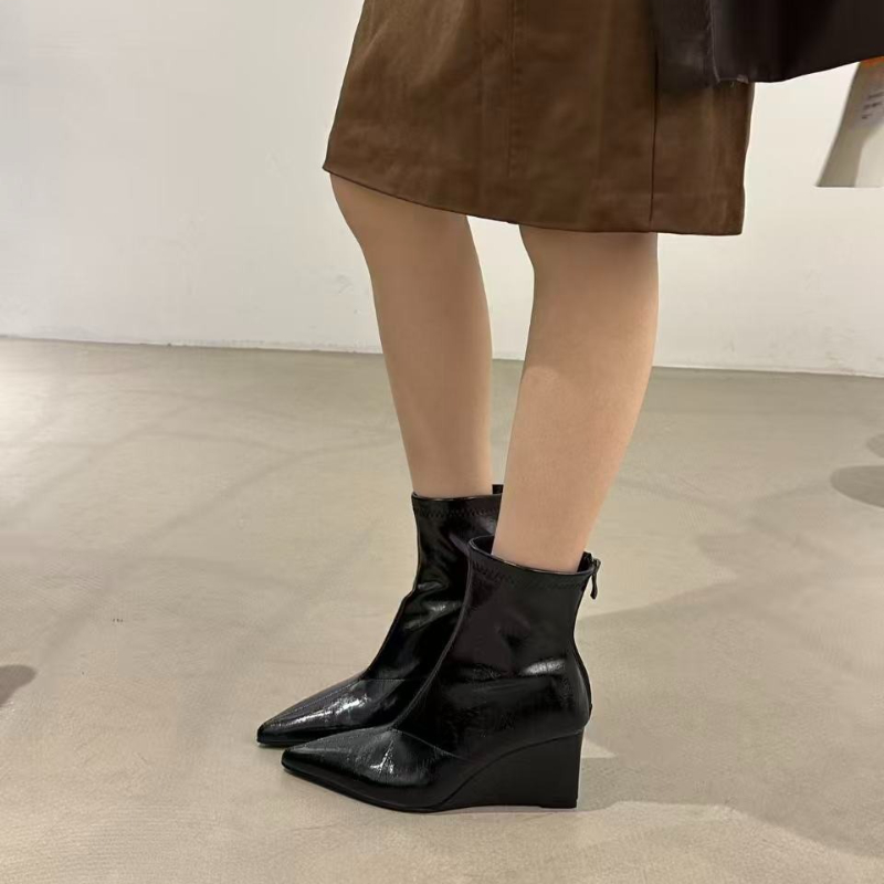 가을 겨울 빈티지 웨지 힐 여성 앵클 부츠 패션 포인티 - Vintage Fashion Aesthetic 리뷰 및 가격