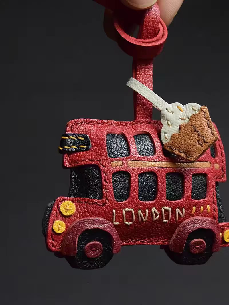 수제 가죽 빈티지 레드 런던 이층 버스 가방 참 장식  - Vintage Fashion London 리뷰 및 가격