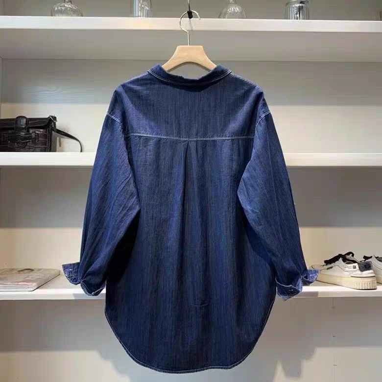 딥 블루 빈티지 루즈 핏 홍콩 스타일 여성 데님 셔츠  - Vintage Fashion Hong Kong 리뷰 및 가격