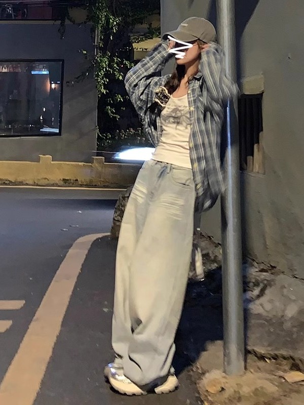 레트로 홍콩 스타일 체크무늬 셔츠 루즈핏 긴소매 여성  - Vintage Fashion Hong Kong 리뷰 및 가격