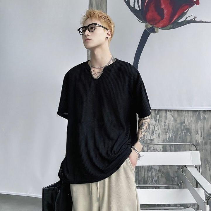 남성 여름 반팔 티셔츠 스트릿웨어 루즈핏 메쉬 탑 Y2 - Vintage Fashion Hong Kong 리뷰 및 가격